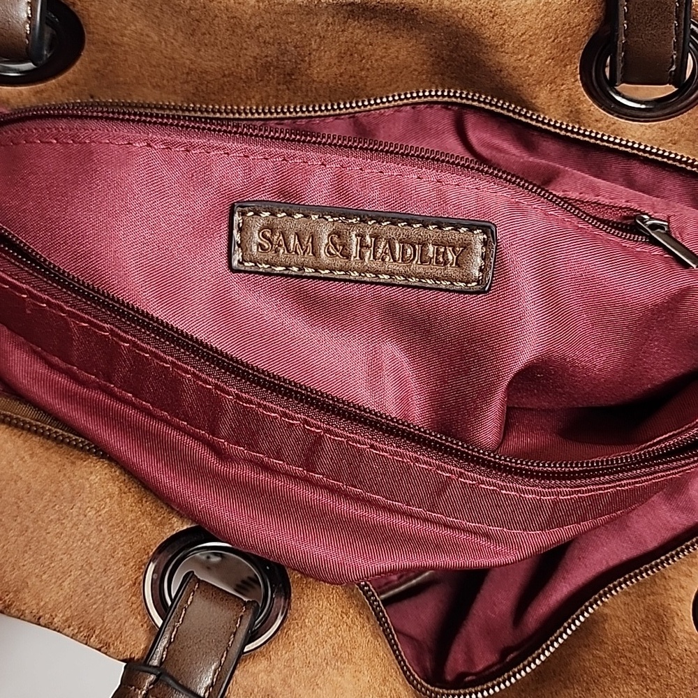 Sam & Hadley Large Studded Cognac & Brown 100% PVC Handbag with Tassel Accents - Picture 5 of 13
